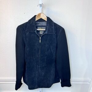 Vintage Fabio Women's Sueded Leather Zip Front Jacket Sweater Sleeves Size Large